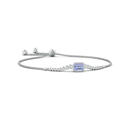 Bracelet naturel réglable d'ANGARA Tanzanite pour l'or blanc des filles 14K de femmes