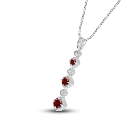 Garnet Necklace naturel 1/20 diamant de ct TW avec 925 Sterling Silver