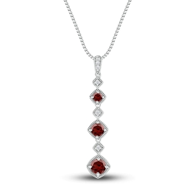 Garnet Necklace naturel 1/20 diamant de ct TW avec 925 Sterling Silver