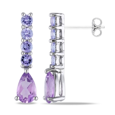 Améthyste et Diamond Drop Earrings dans des boucles d'oreille de baisse de l'or 9ct pour des femmes