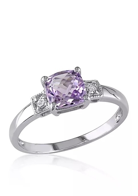 Améthyste et Sapphire Ring With blanche créée 925 Sterling Silver