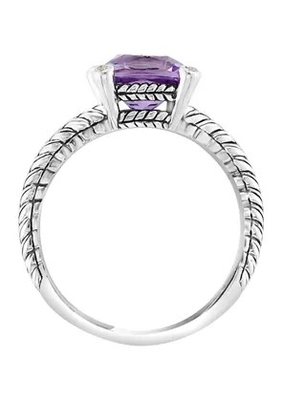 Améthyste et Sapphire Cable Ring With blanche 925 Sterling Silver