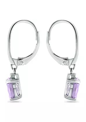 2,46 Ct. T.W. And 1/10 Ct. Boucles d'oreille de Leverback d'améthyste de T.W. CZ en Sterling Silver