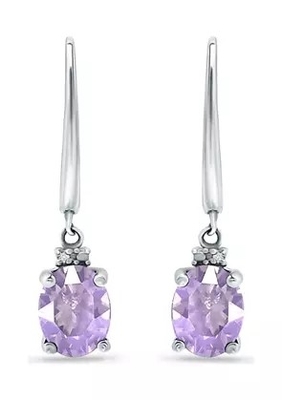 2,46 Ct. T.W. And 1/10 Ct. Boucles d'oreille de Leverback d'améthyste de T.W. CZ en Sterling Silver