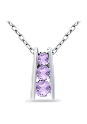 3/8 ct. t.w. Collier pendant d'échelle de l'améthyste 3-Stone en Sterling Silver