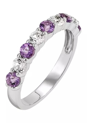 Améthyste et Sapphire Ring With blanche créée 925 Sterling Silver