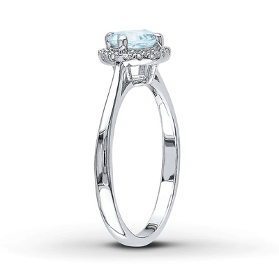 Diamants bleu vert Sterling Silver For Women de ct TW de l'anneau 1/15
