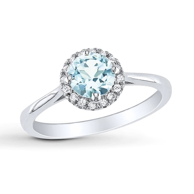 Diamants bleu vert Sterling Silver For Women de ct TW de l'anneau 1/15