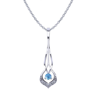La poire bleu vert de collier d'or blanc de la CZ 14k forment les diamants 10cttw de 6x9mm