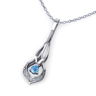 La poire bleu vert de collier d'or blanc de la CZ 14k forment les diamants 10cttw de 6x9mm