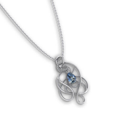 La poire bleu vert de collier d'or blanc de la CZ 14k forment les diamants 10cttw de 6x9mm