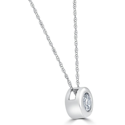 1/4 collier pendant 18&quot; d'encadrement de solitaire de la CZ de rond de Ct or 14k blanc