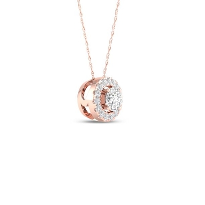 Collier pendant impérial de 1/6Ct TDW CZ 10k Rose Gold Round Diamond Halo