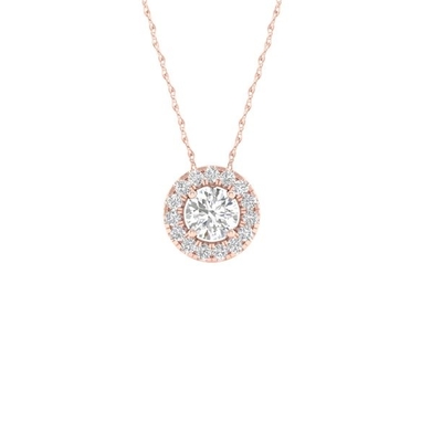 Collier pendant impérial de 1/6Ct TDW CZ 10k Rose Gold Round Diamond Halo