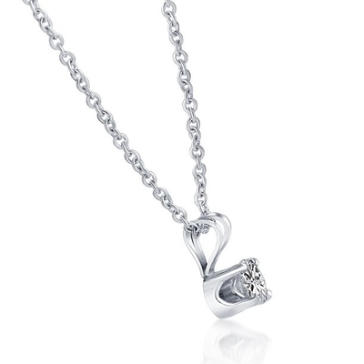 0,33 coupes CZ - solitaire de poire de carat - encadrement plaçant le collier pendant - or 10K blanc