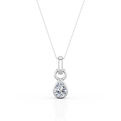 0,33 coupes CZ - solitaire de poire de carat - encadrement plaçant le collier pendant - or 10K blanc