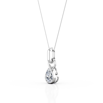 0,33 coupes CZ - solitaire de poire de carat - encadrement plaçant le collier pendant - or 10K blanc