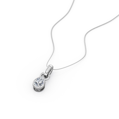 0,33 coupes CZ - solitaire de poire de carat - encadrement plaçant le collier pendant - or 10K blanc