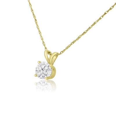 Collier de solitaire de la CZ de carat de 1/2 en or jaune de 14 carats (J-K Color, clarté I1-I2)