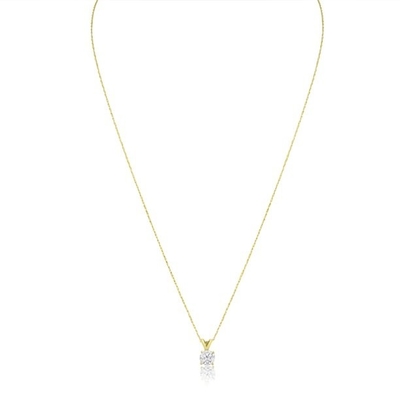 Collier de solitaire de la CZ de carat de 1/2 en or jaune de 14 carats (J-K Color, clarté I1-I2)