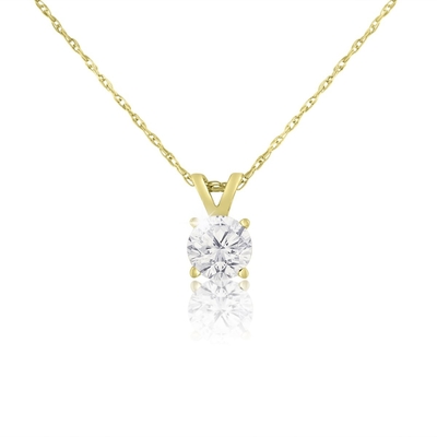 Collier de solitaire de la CZ de carat de 1/2 en or jaune de 14 carats (J-K Color, clarté I1-I2)