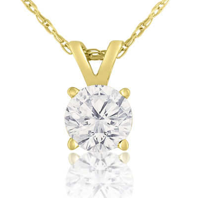 Collier de solitaire de la CZ de carat de 1/2 en or jaune de 14 carats (J-K Color, clarté I1-I2)