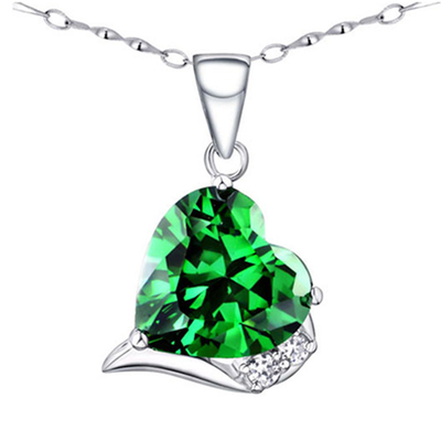 6,06 la pierre gemme de coupe de coeur du carat TCW a créé l'émeraude 925 Sterling Silver Necklace Pendant avec la chaîne librement 18