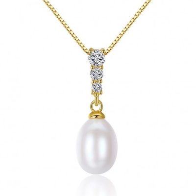 le collier 14K pendant pour des femmes est avec décoré une perle d'eau douce de 6MM
