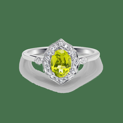 Beau d'or, élégant anneau ovale de peridot, forme de cru et peridot ovale naturel et lumineux
