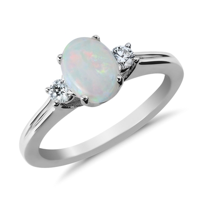Anneau d'opale, bleu et blanc Laboratoire-créé ovale de Sapphire Open Frame Twist Shank en Sterling Silver