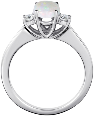 Anneau d'opale, bleu et blanc Laboratoire-créé ovale de Sapphire Open Frame Twist Shank en Sterling Silver