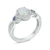 Anneau d'opale, bleu et blanc Laboratoire-créé ovale de Sapphire Open Frame Twist Shank en Sterling Silver