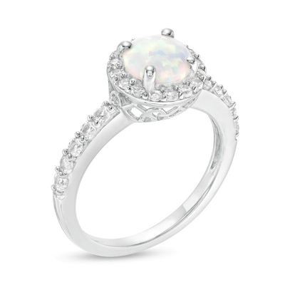 Opale ovale et 1/15 CT. Anneau de jambe de fente de passage de T.W. CZBy en Sterling Silver