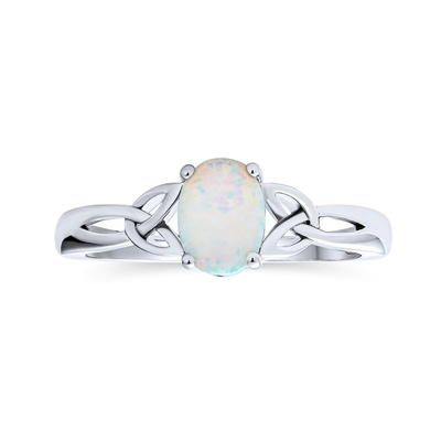 La CZ mince accentuent l'éternité empilable de 1/2 le rose bleu qu'ovale a créé Opal Band Ring For Women