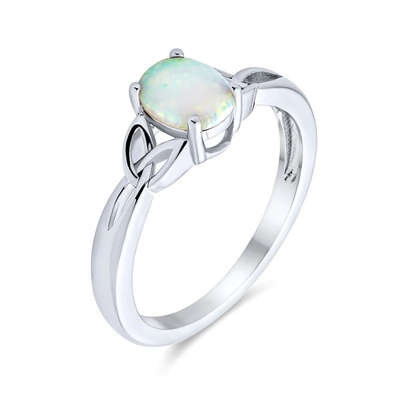 La CZ mince accentuent l'éternité empilable de 1/2 le rose bleu qu'ovale a créé Opal Band Ring For Women