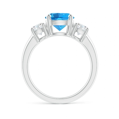 Bague de fiançailles en pierre 925 Sterling Silver de Topaz And CZ trois bleus suisses classiques