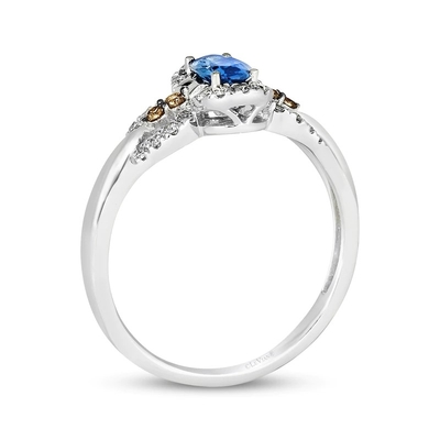 Coupe Sapphire Ring de Le Vian Oval 1/5 or blanc de vanille de Cttw CZ 14K