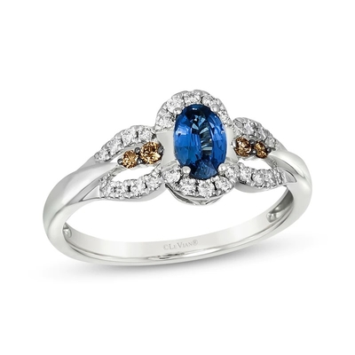 Coupe Sapphire Ring de Le Vian Oval 1/5 or blanc de vanille de Cttw CZ 14K