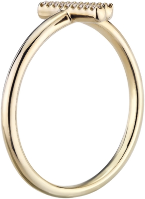 Avec la bague de fiançailles sensible de diamant de barre fendue de Pavé de l'or 9k jaune