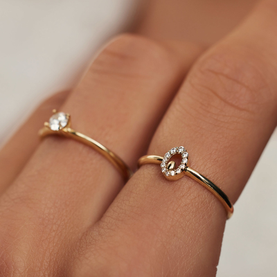 9K or Ring With Silver Diamond Engagement Ring For Women