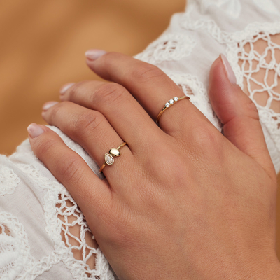 9K or Ring With Silver Diamond Engagement Ring For Women
