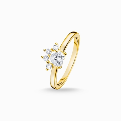 Bel anneau d'or de Sytle Ring Paw Cat 9K de fleur