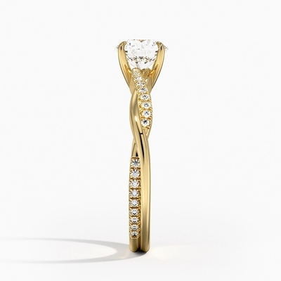 Petit or jaune tordu de Diamond Engagement Ring In 9k de vigne