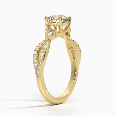Willow Diamond Engagement Ring Luxe (1/4 Ct. La TW.) Avec 0,75 diamants ronds de carat avec de l'or 9K