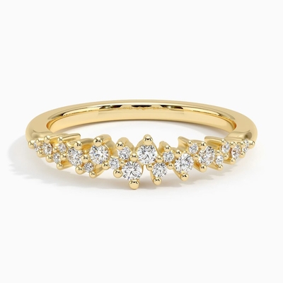 Modèle de stupéfaction d'alliance unique de diamants ronds excentrés avec de l'or 9K