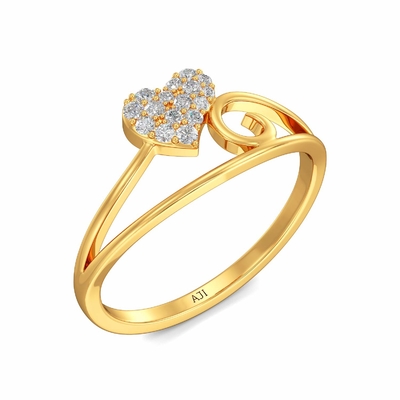 Anneau d'or jaune de Joyalukkas 9K, coeur Diamond Engagement Ring de filles