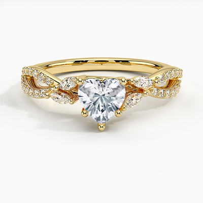 Willow Diamond Engagement Ring Luxe 1/4 Ct. La TW. Avec le coeur de l'or 9K