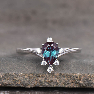 Bijoux en pierre d'Alexandrite synthétique, 925 anneaux de Sterling Silver Lab Created Alexandrite