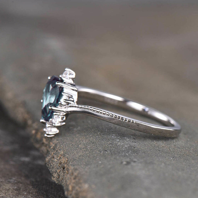 Bijoux en pierre d'Alexandrite synthétique, 925 anneaux de Sterling Silver Lab Created Alexandrite