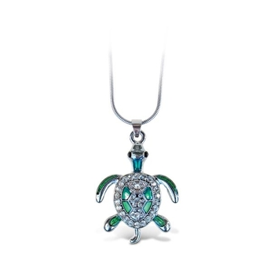 Bijoux pendants de collier de Sterling Silver Blue Sea Turtle pour la tortue Earings animal de dames de femmes
